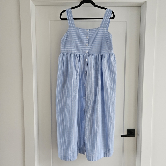 lake & dawn Dresses & Skirts - 100% Cotton Striped Blue Buttom Down Midi Dress Size Large